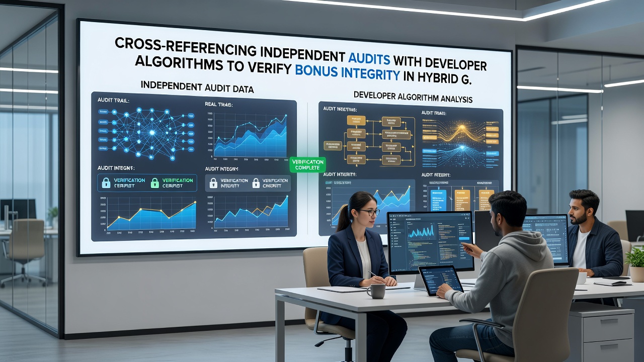 Data reconciliation dashboard showing aligned audit records and algorithm outputs for bonus integrity checks