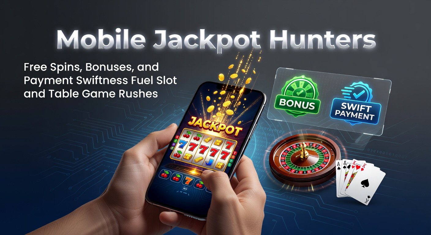 A vibrant mobile screen displaying spinning slot reels with jackpot symbols exploding in golden lights, capturing the thrill of on-the-go jackpot hunts