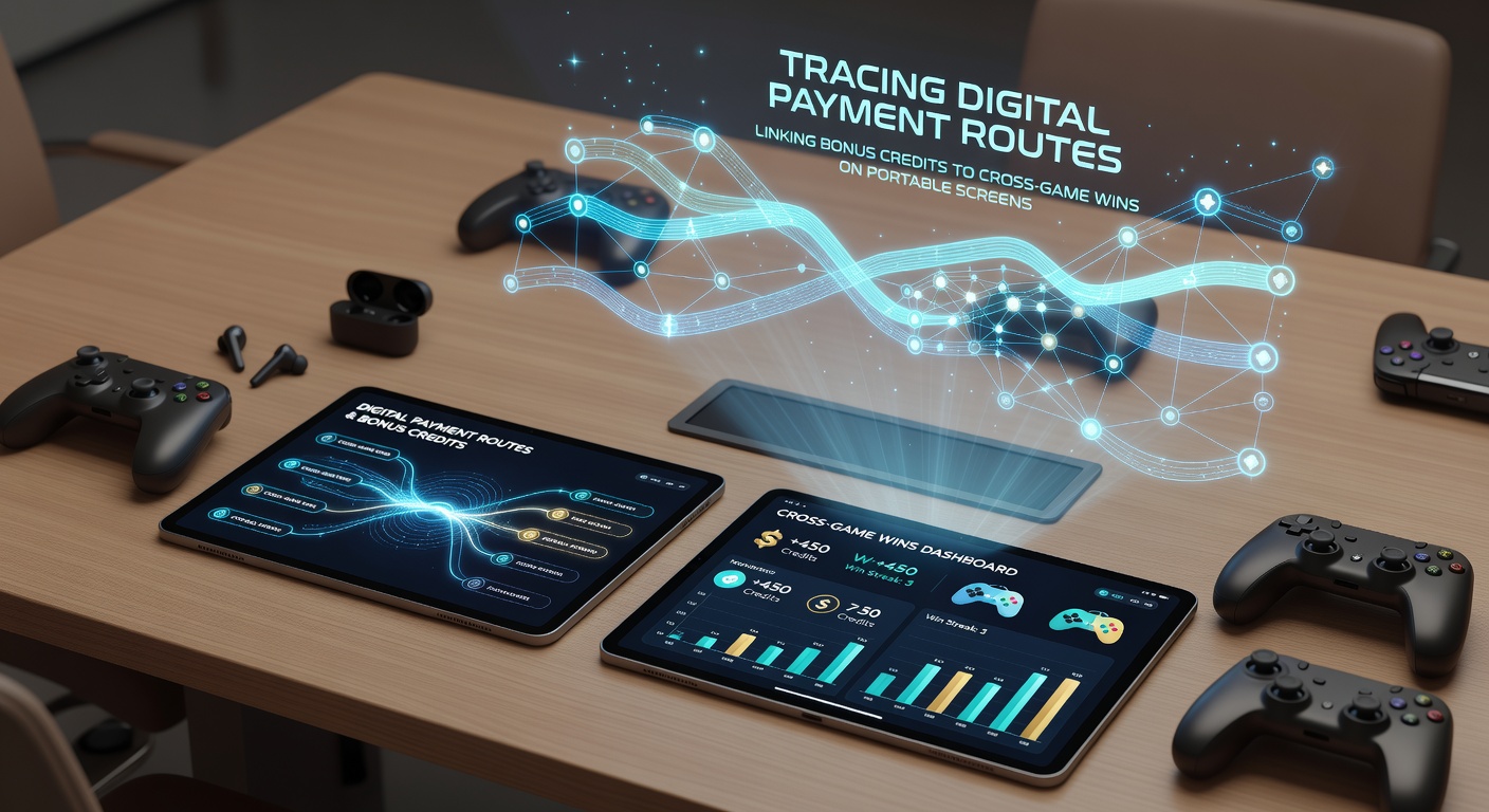 Illustration of interconnected digital payment paths across mobile casino games
