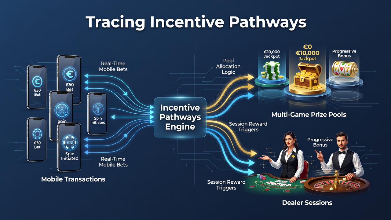 Live dealer sessions integrated with multi-game prize pools via mobile incentives