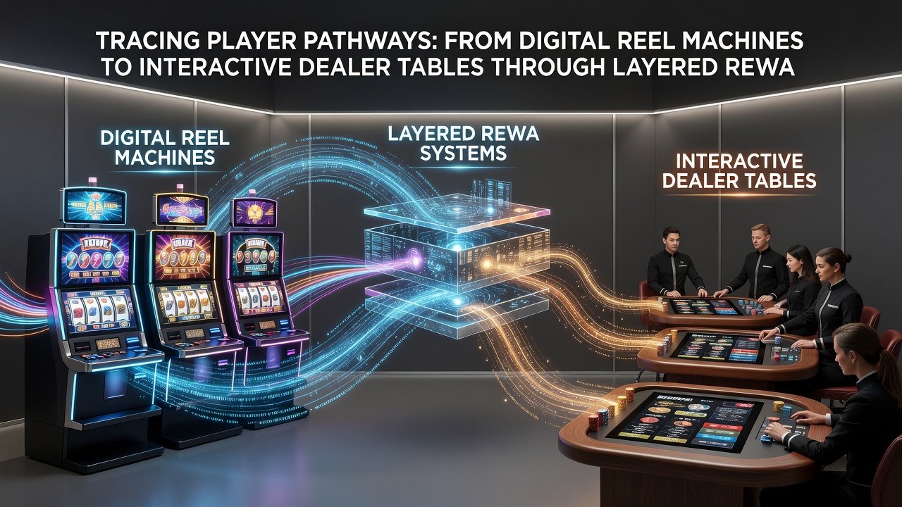 Live dealer tables with players using loyalty cards and digital reward interfaces during active gameplay